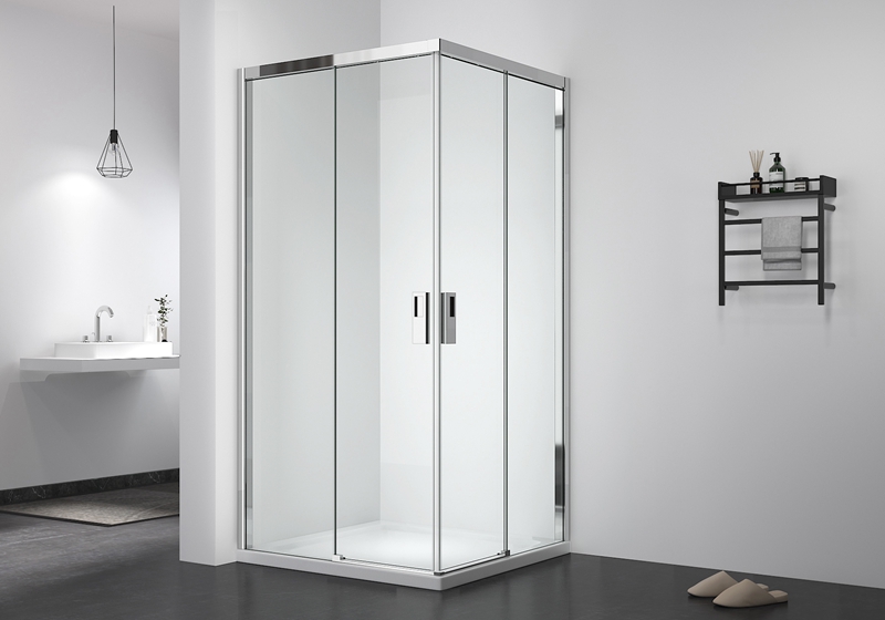 EX-807 مقصورة الدش الزجاجية المربعة ذات الإغلاق الناعم مقاس 8 مم